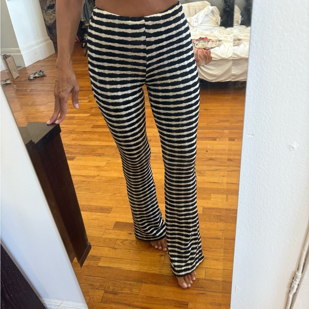 Zara Jacquard flare pants Sz S - Picture 7 of 9